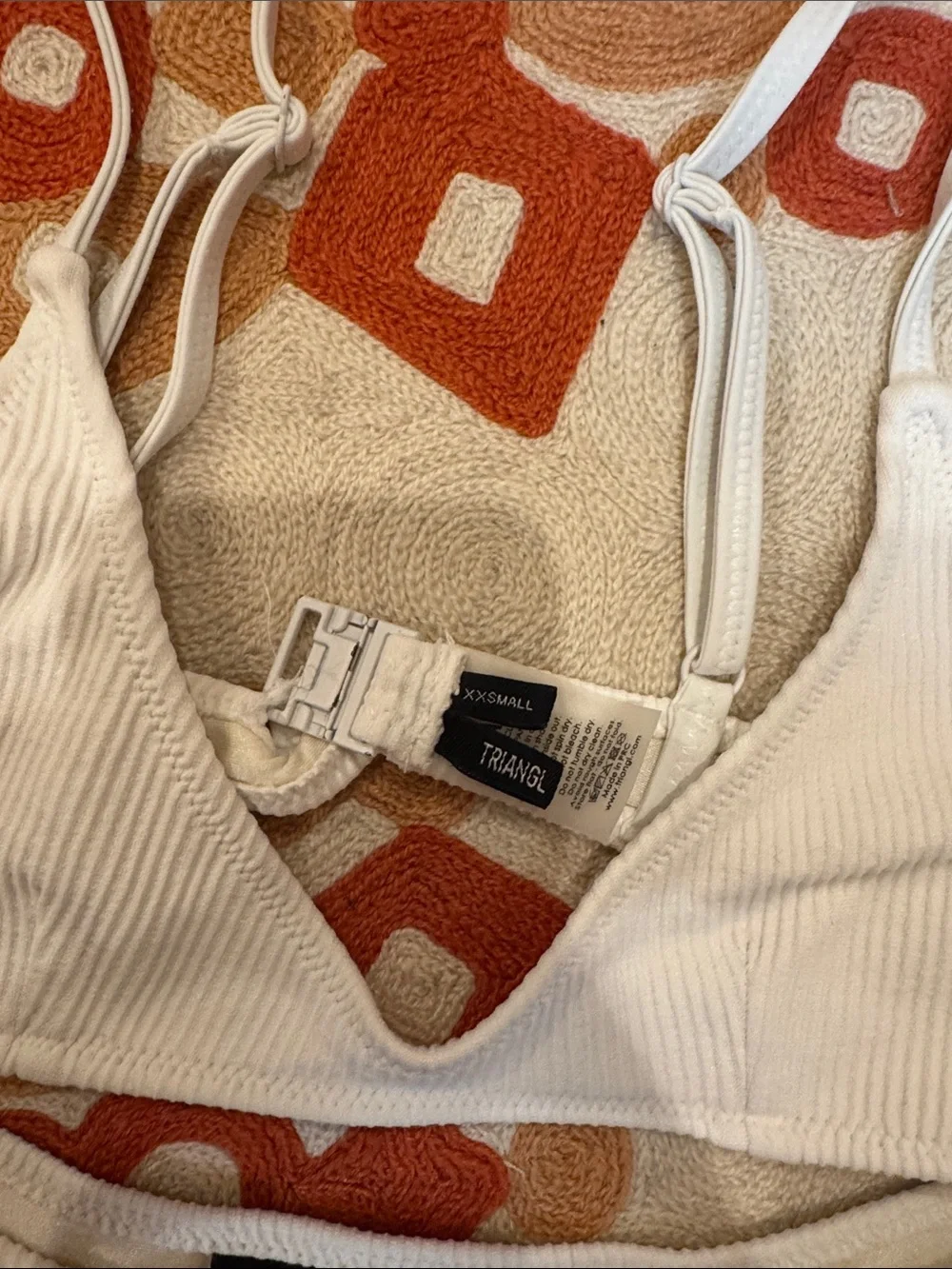 triangl Ribbed Cream Bikini Set xxs top and xs bottoms (normal coverage)